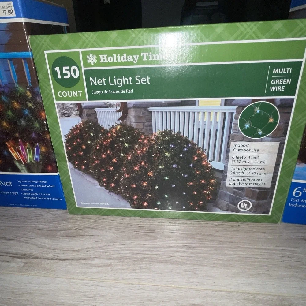 Lot 3 New Holiday Time Christmas Net Lights 150ct Multi-Color Indoor Outdoor 6x4